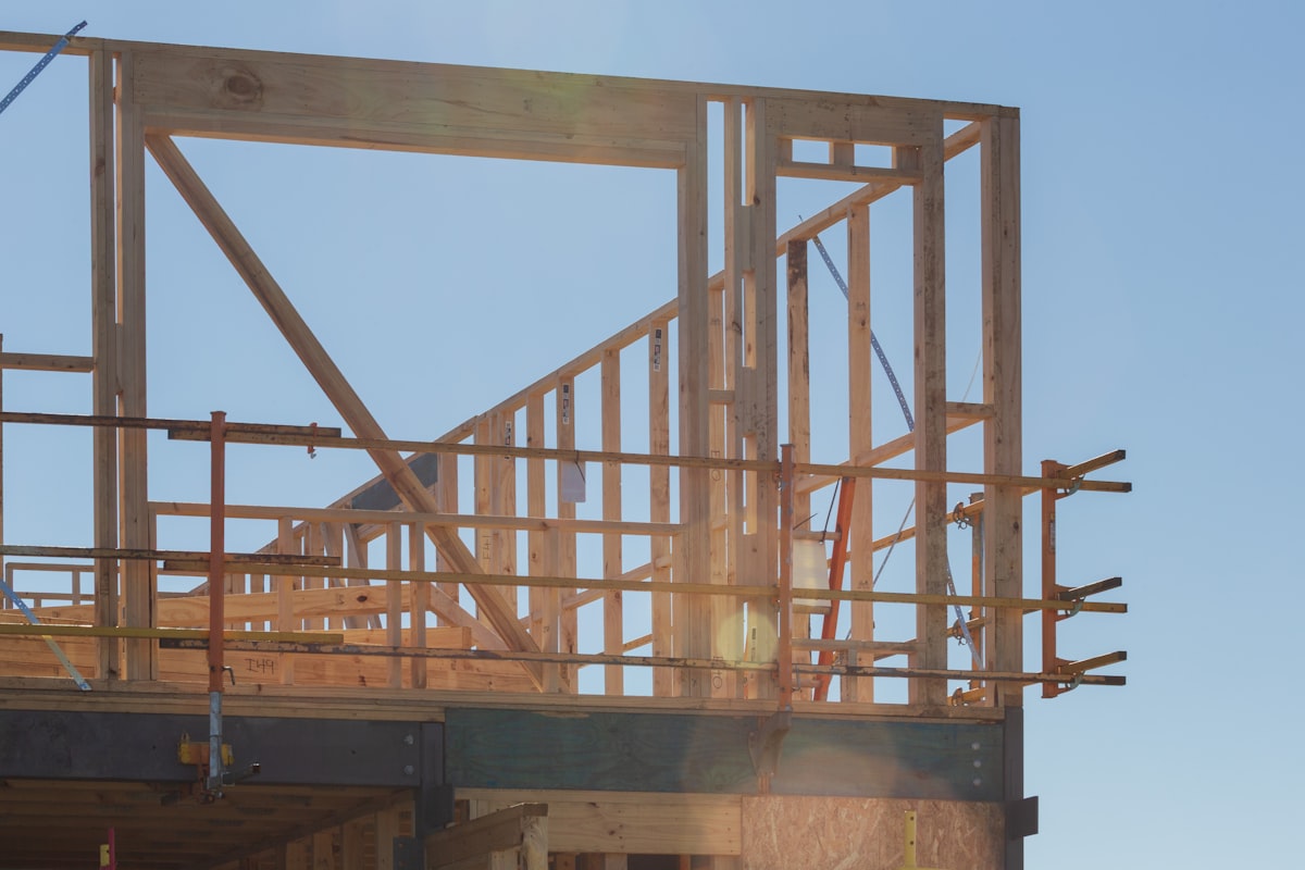 House framing against a clear sky